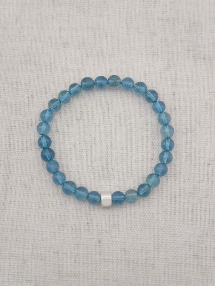 Pulsera de Aguamarina Azul Profundo con Tubos de Plata 925