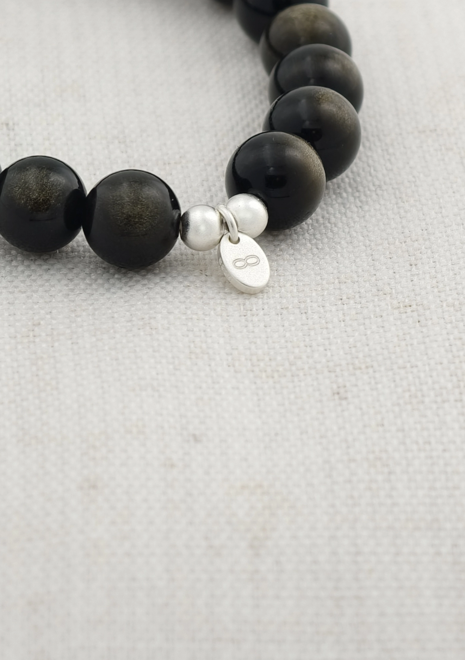 Goldschimmer-Obsidian 925er Sterlingsilber Armband
