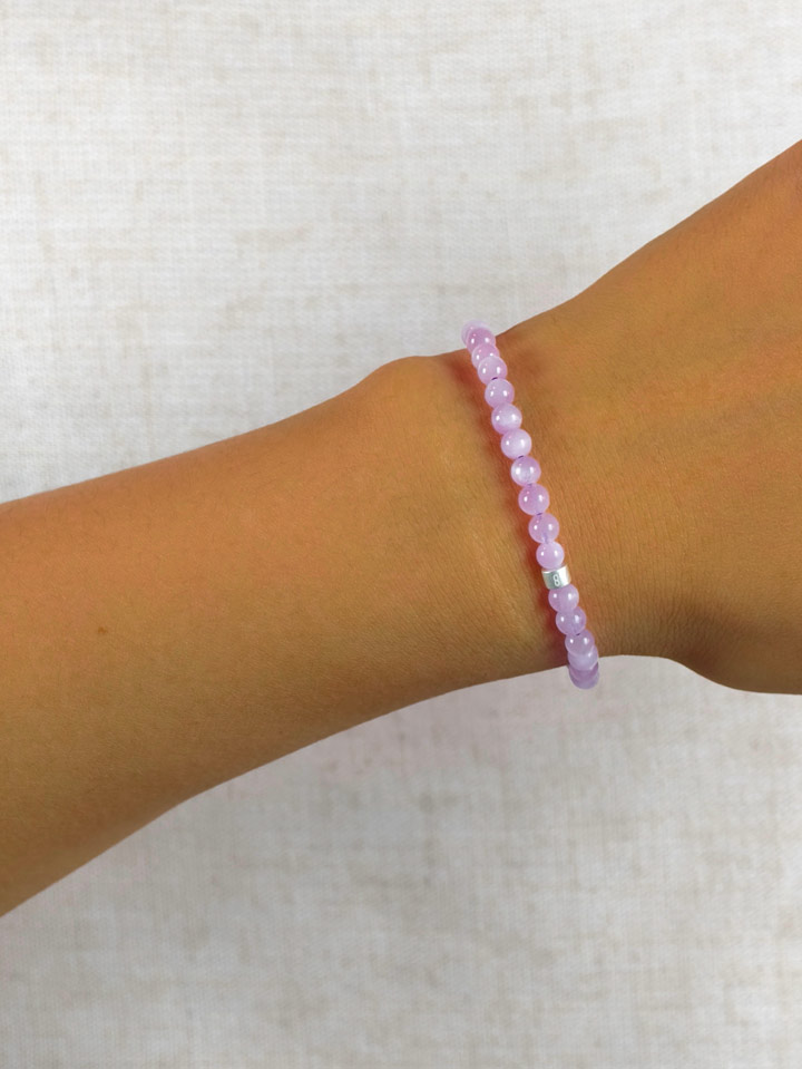 Pulsera de Kunzita con Tubos de Plata 925