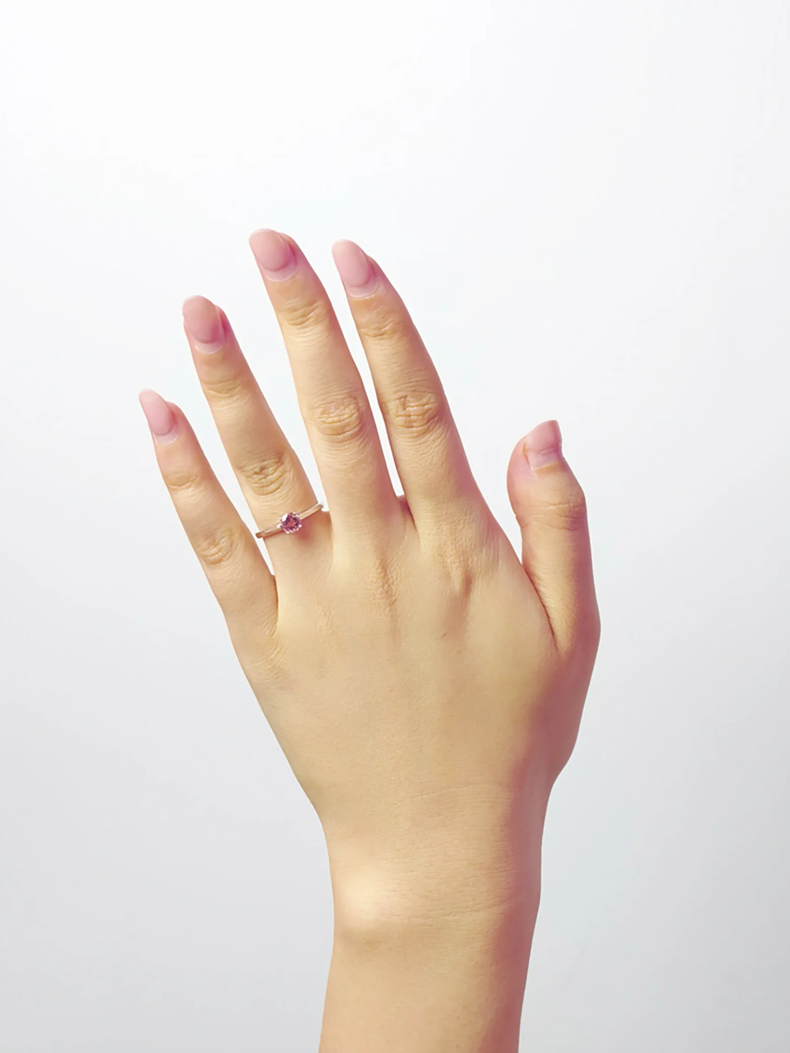 Natürlicher Rosa Turmalin Runder 5 mm Solitär 4-Krappen Ring S925