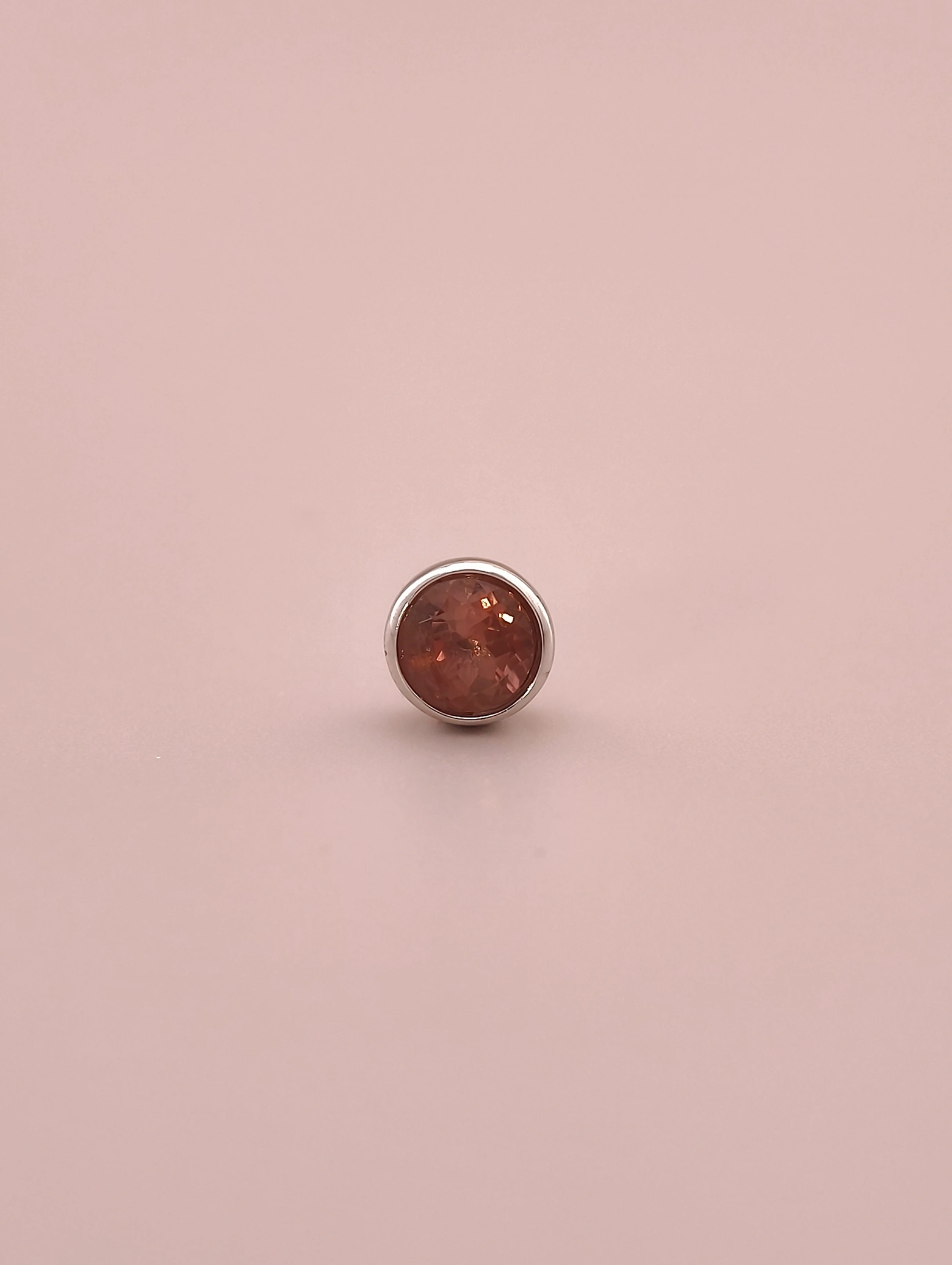 Puces d'Oreilles Solitaires Tourmaline Rose Naturelle Serties Clos Argent 925
