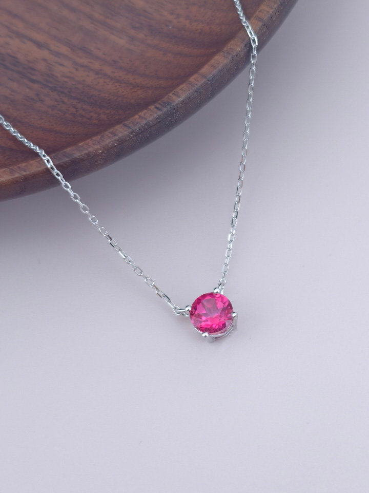 Collar Colgante Solitario Topacio Rosa Natural 4 Garras Plata 925