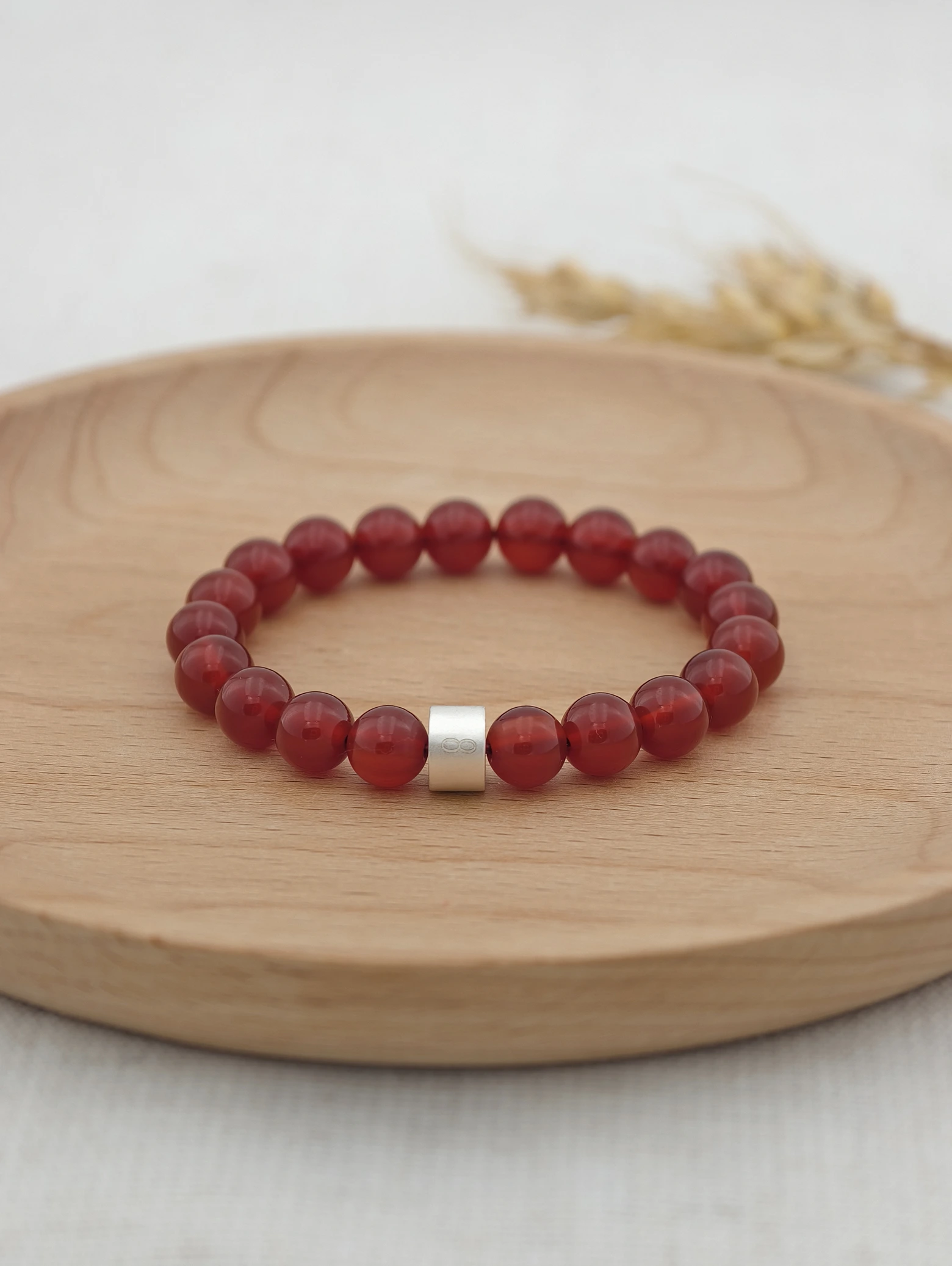 Pulsera de Ágata Roja con Tubos de Plata 925
