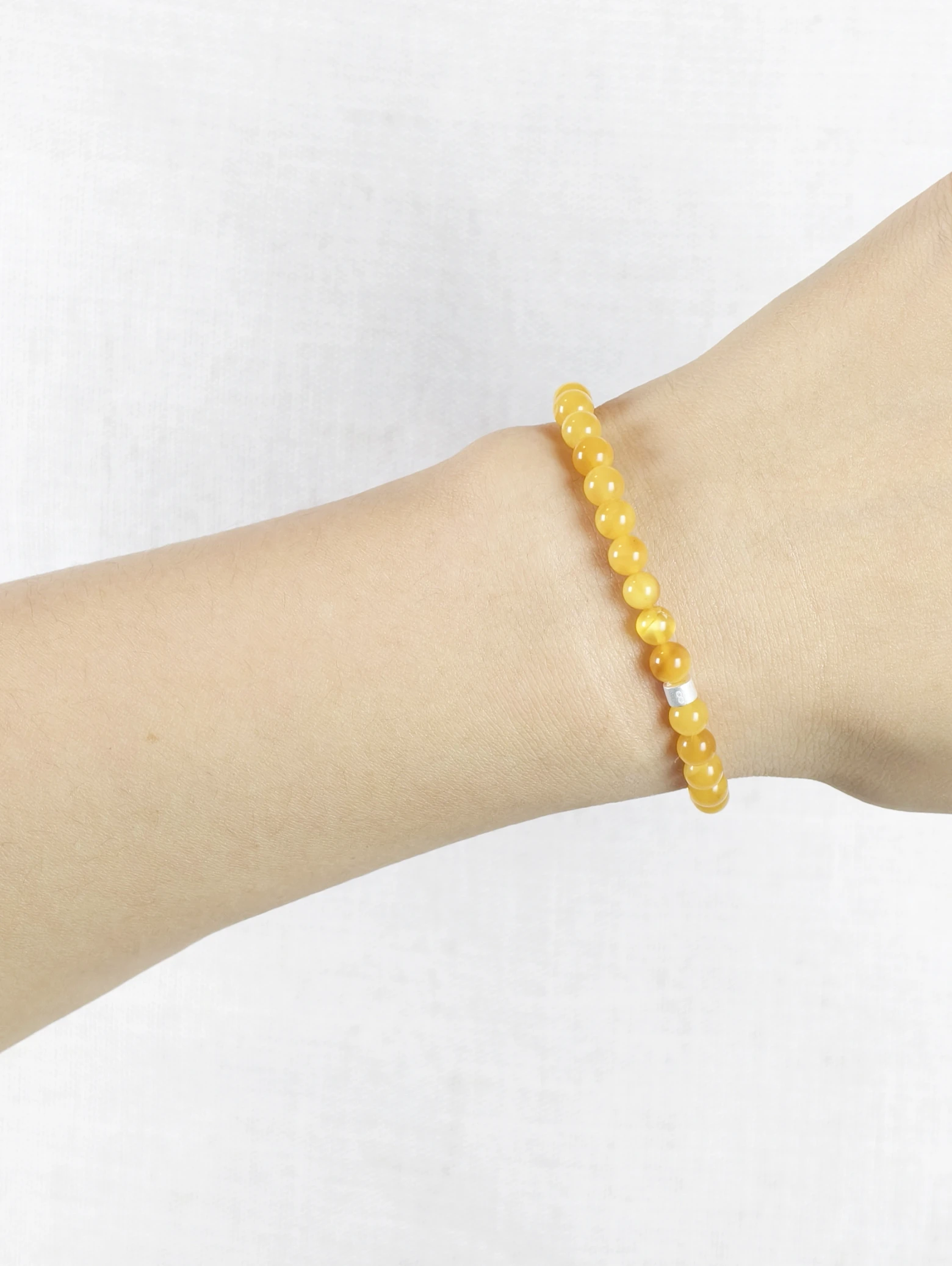 Marmorierter Butterscotch Bernstein Armband mit 925er Silber Röhrchen