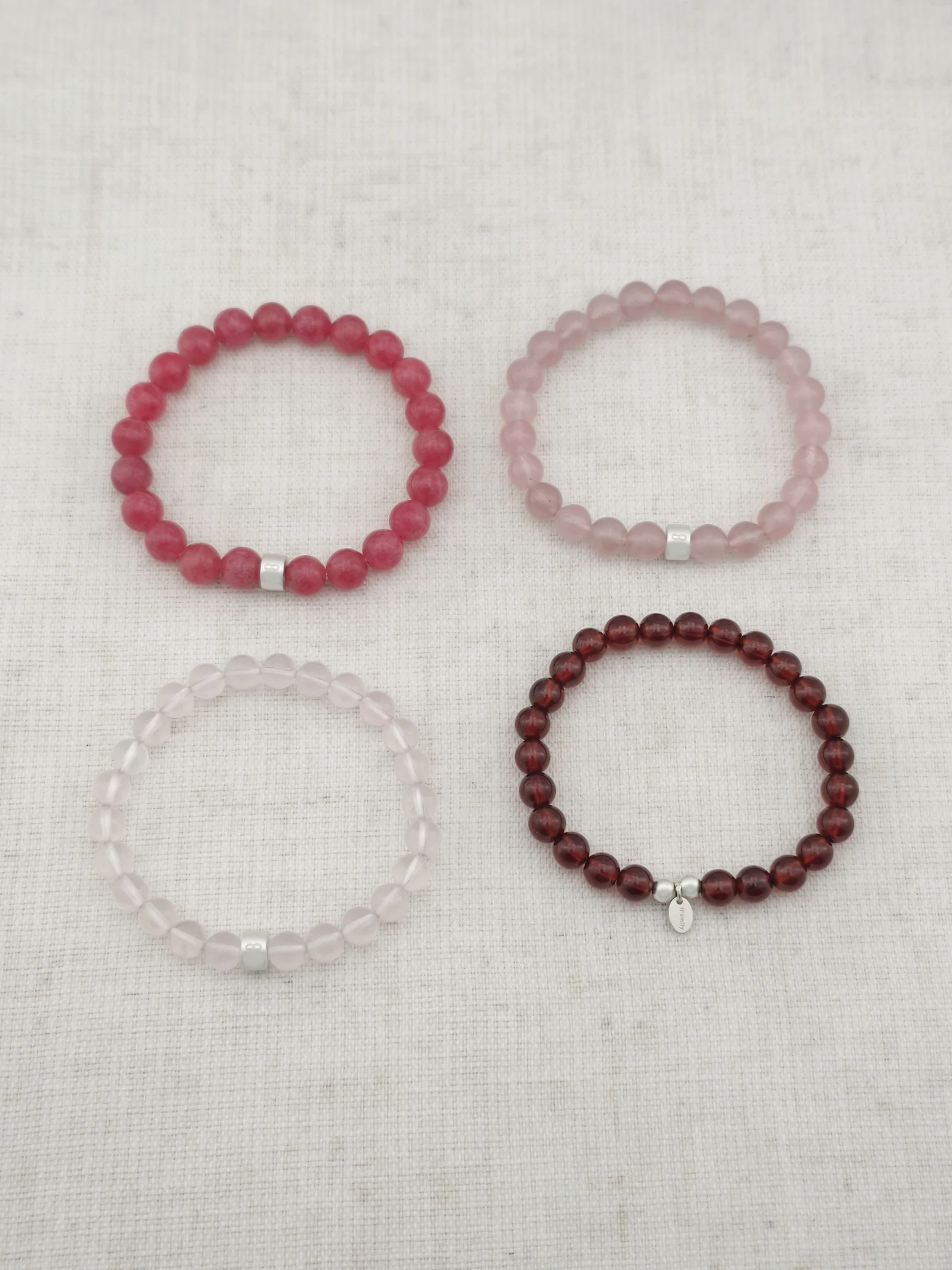 Sprache der Liebe Edelstein Armband-Set mit 925 Silber