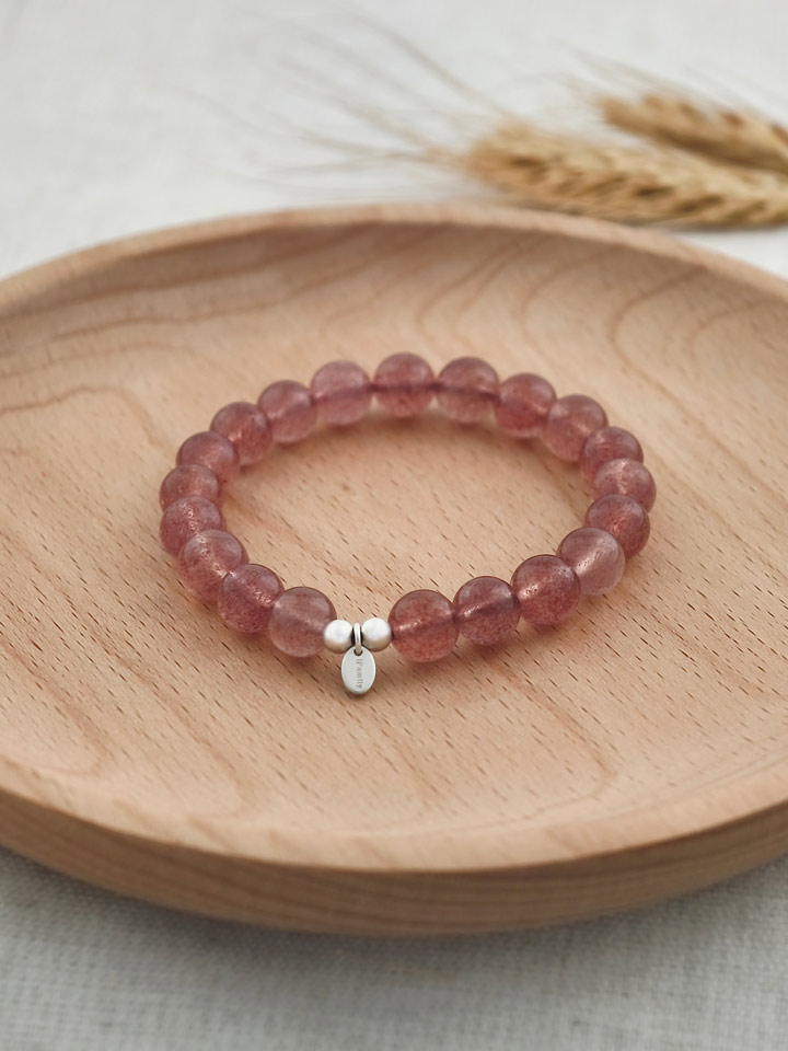 Strawberry Quartz 925 Sterling Silver Energy Bracelet