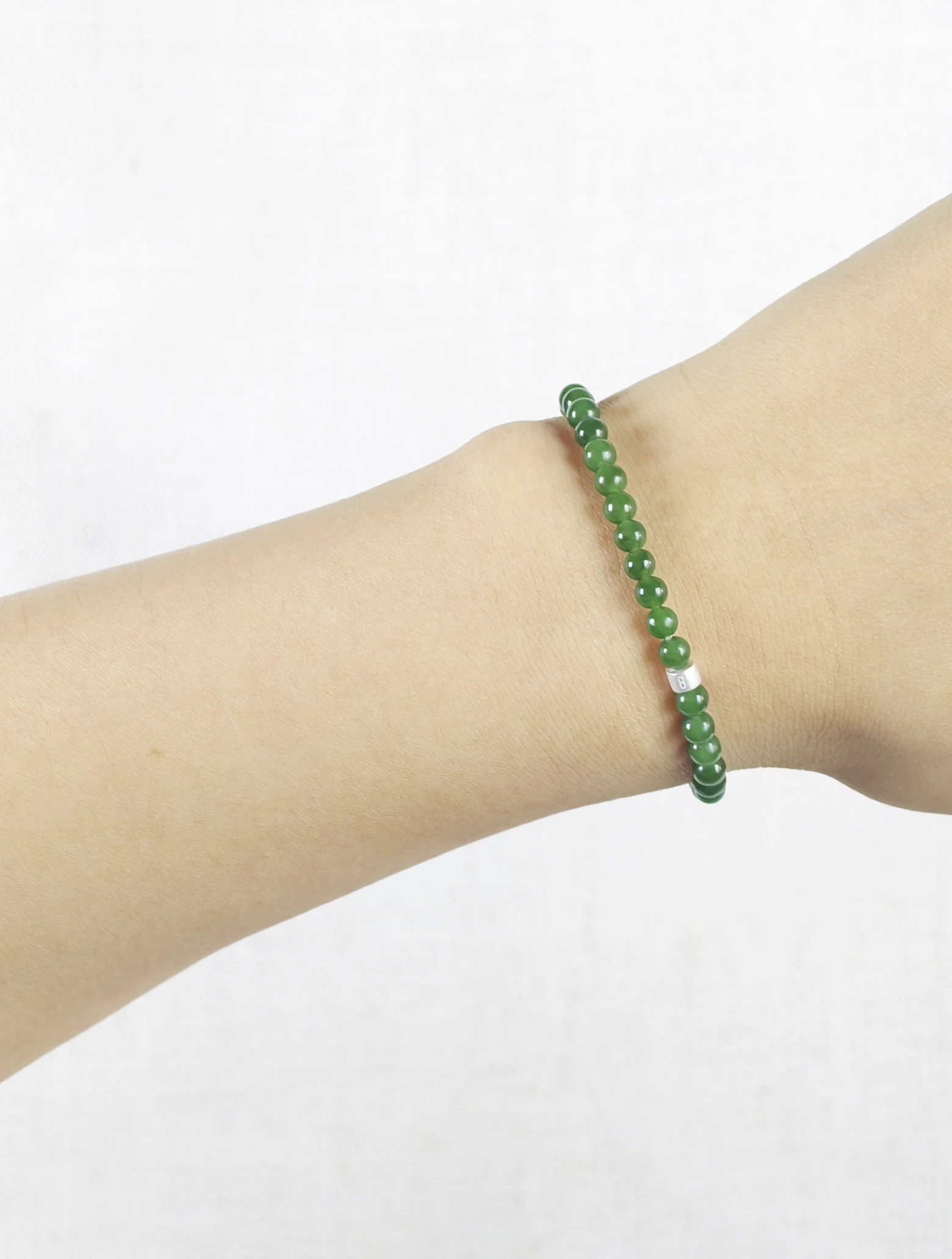 Bracelet Jade Vert Route de la Soie avec Tubes en Argent 925