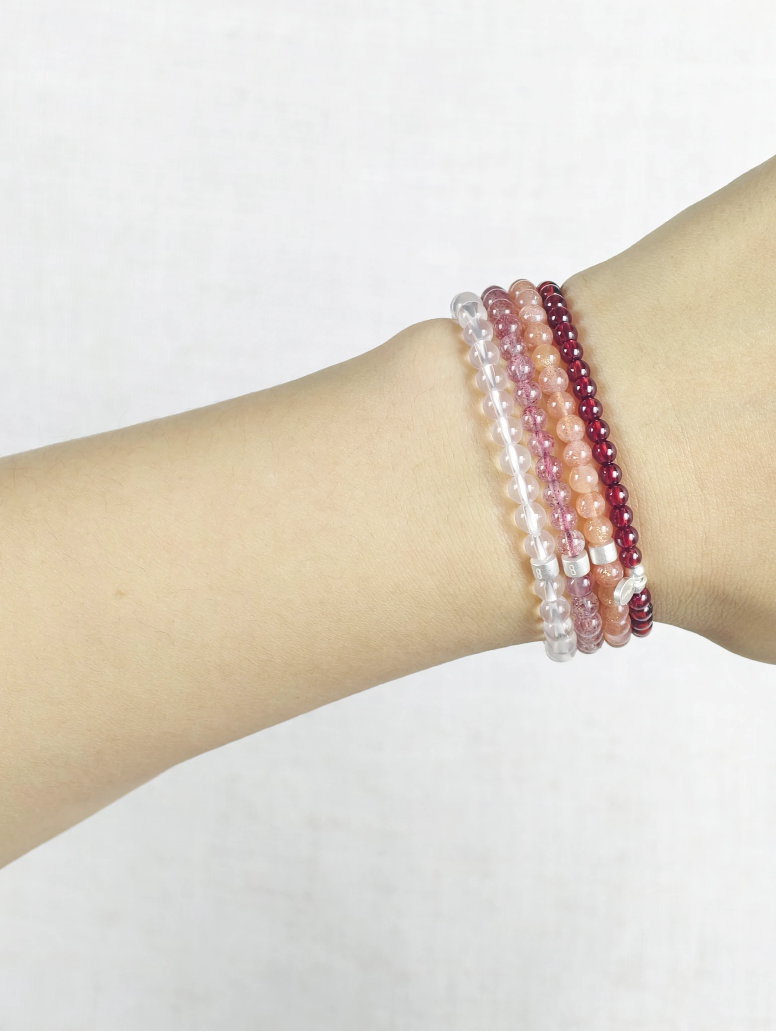 Sweet Vitality Gemstone & 925 Silver Bracelet Stack