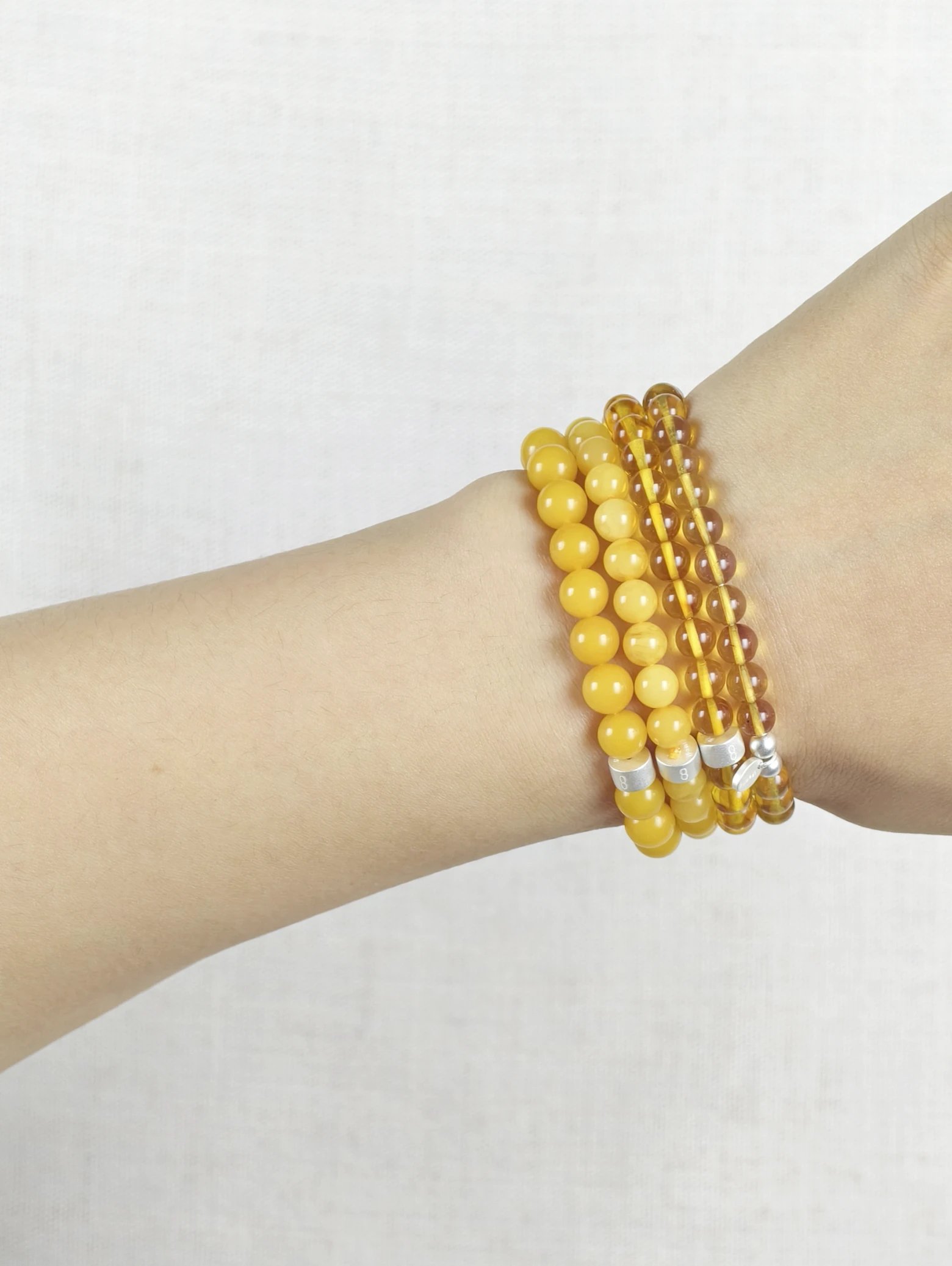 Baltischer Bernsteinschatz Edelstein Armband-Set mit 925 Silber