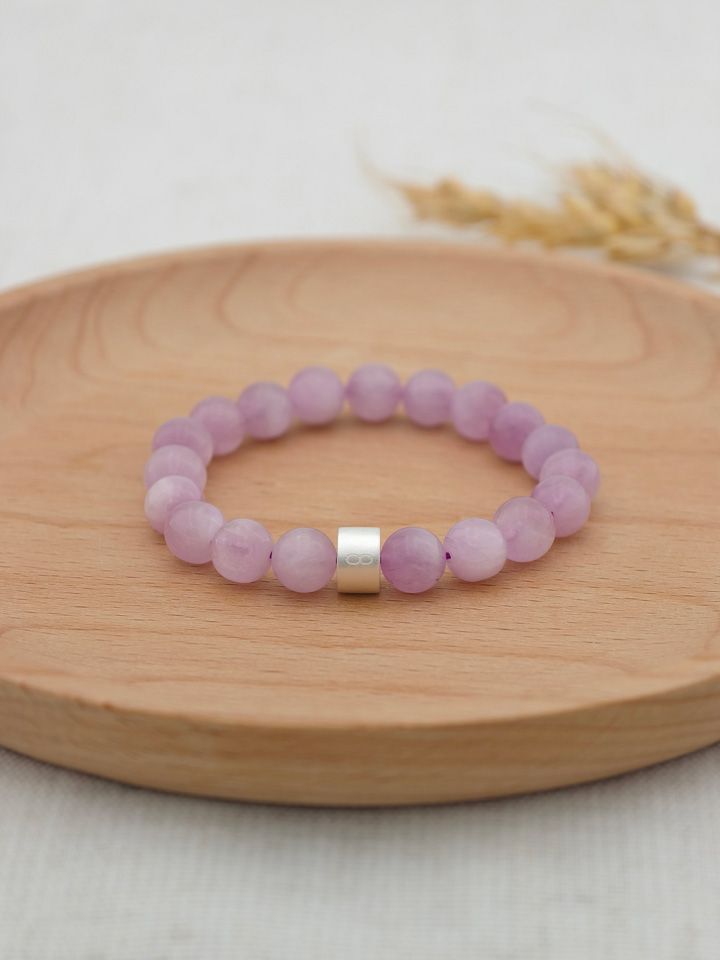 Pulsera de Kunzita con Tubos de Plata 925