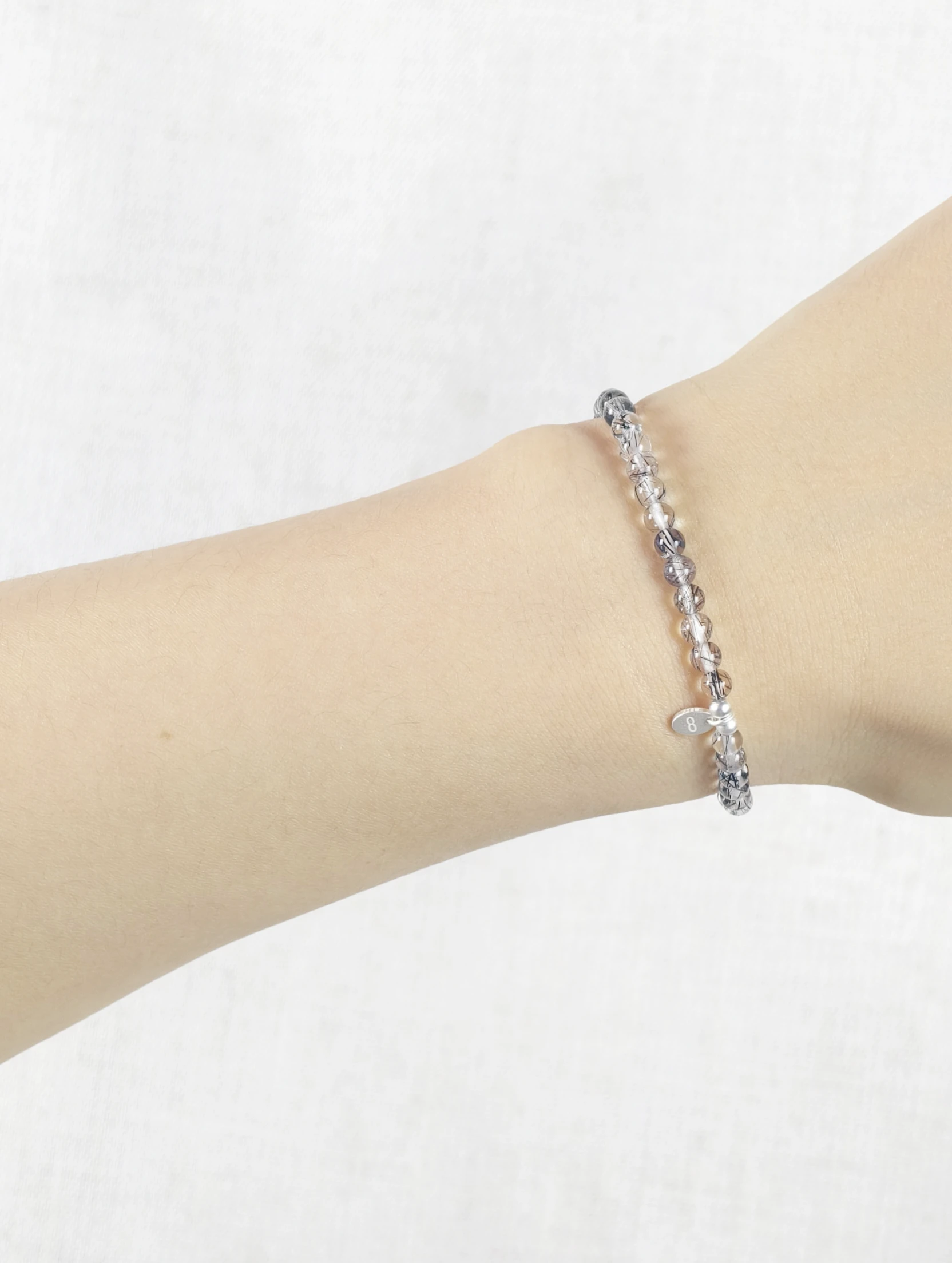 Black Rutilated Quartz 925 Sterling Silver Energy Bracelet