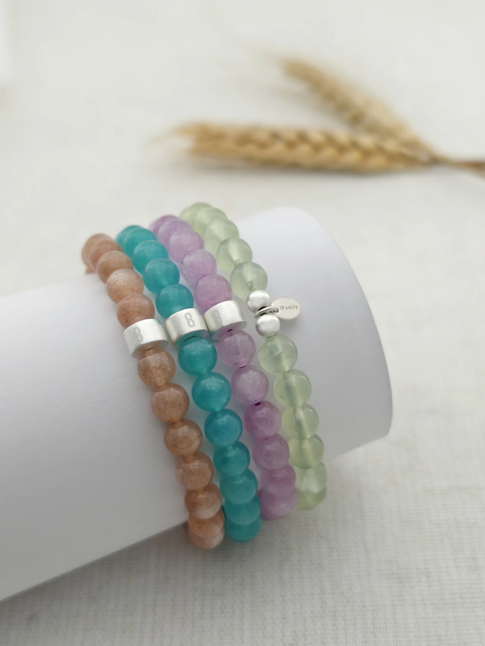 Creative Spark Gemstone & 925 Silver Bracelet Stack