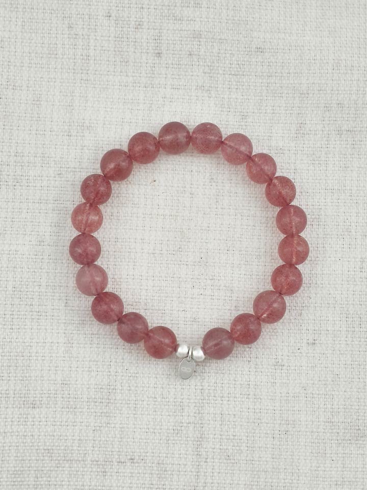 Strawberry Quartz 925 Sterling Silver Energy Bracelet