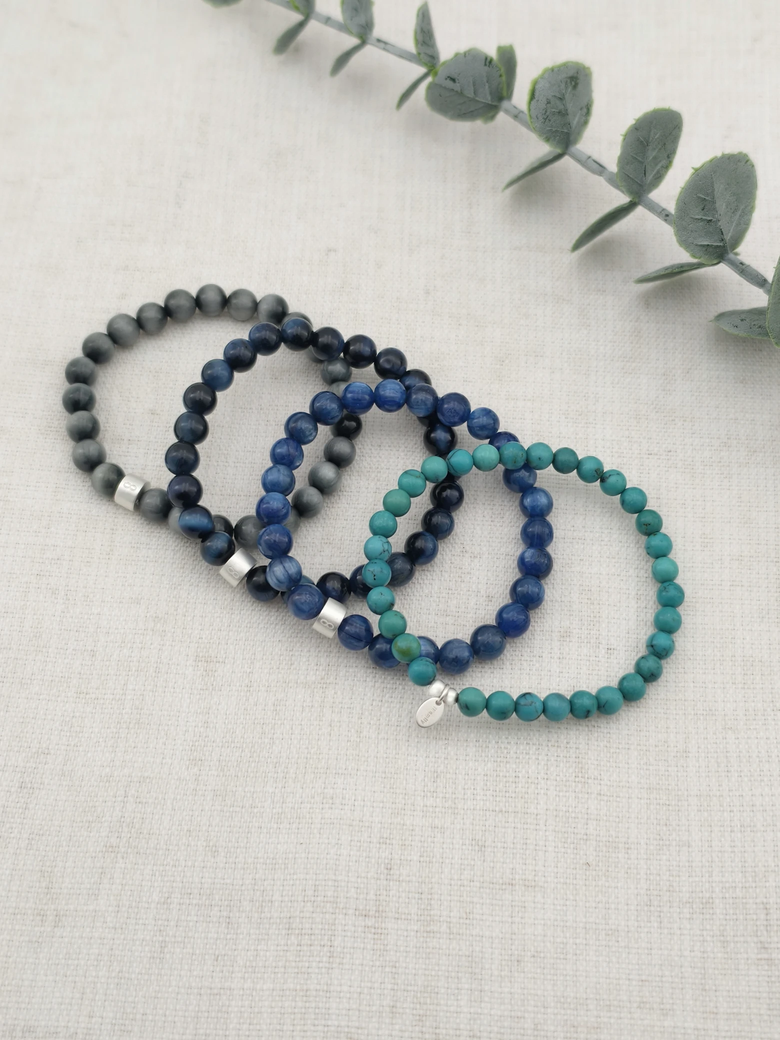 Auge der Einsicht Edelstein Armband-Set mit 925 Silber