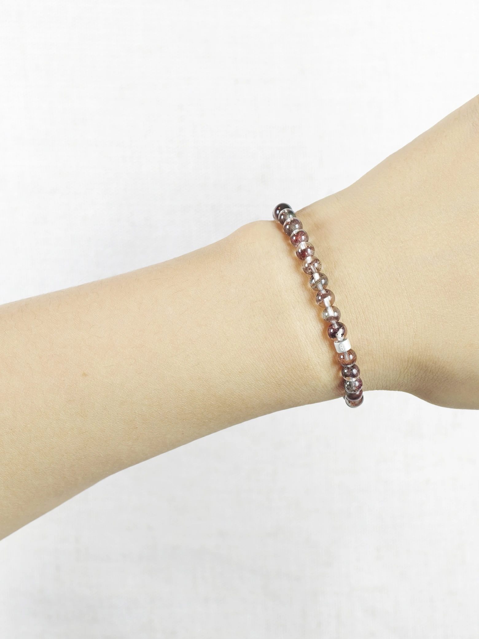 Rot-Phantomquarz-Armband mit 925er Silber Röhrchen