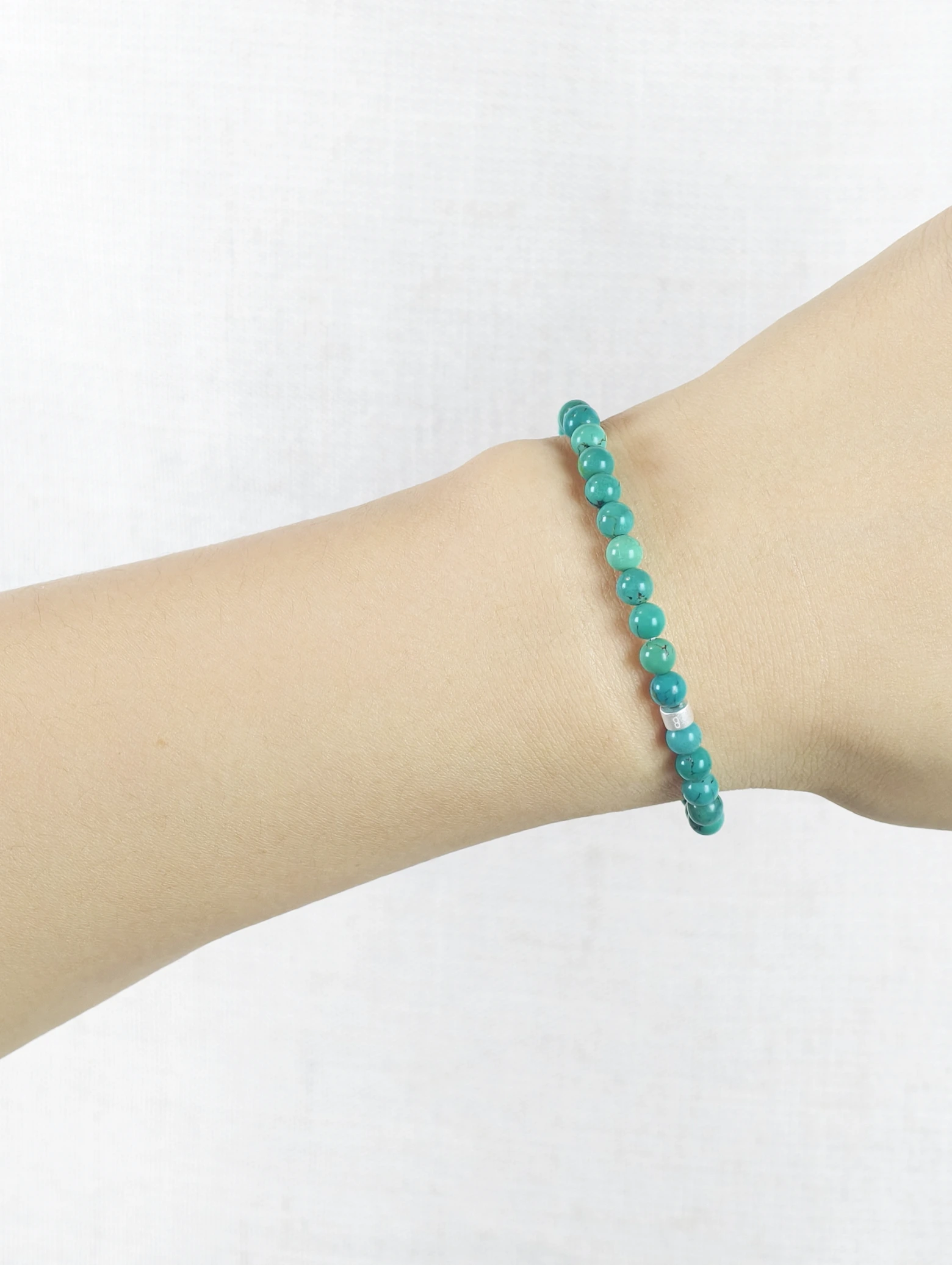 Premium Blue Turquoise Energy Bracelet with 925 Silver Tubes