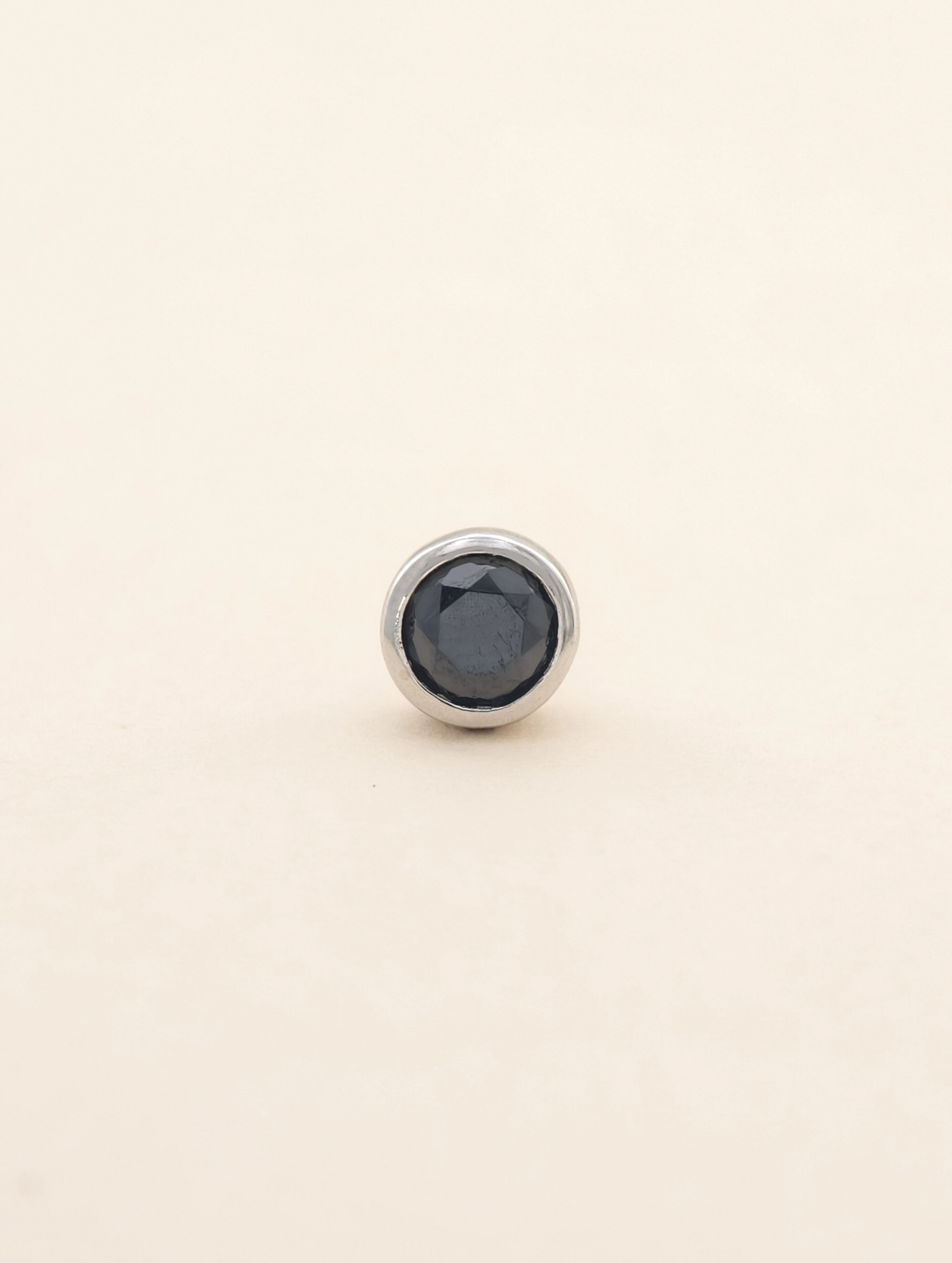 Natural Black Spinel Bezel Set Solitaire S925 Stud Earrings