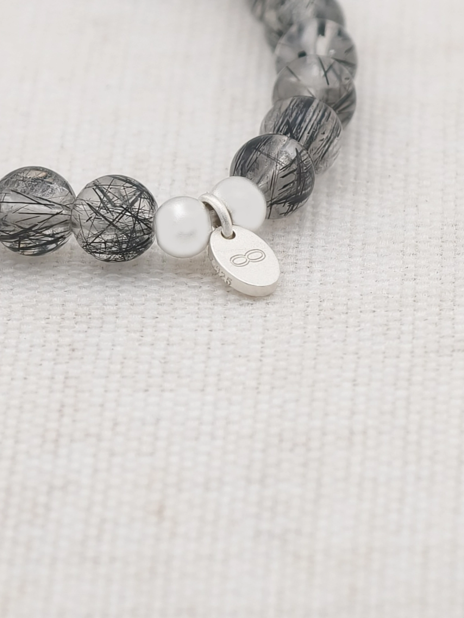 Black Rutilated Quartz 925 Sterling Silver Energy Bracelet