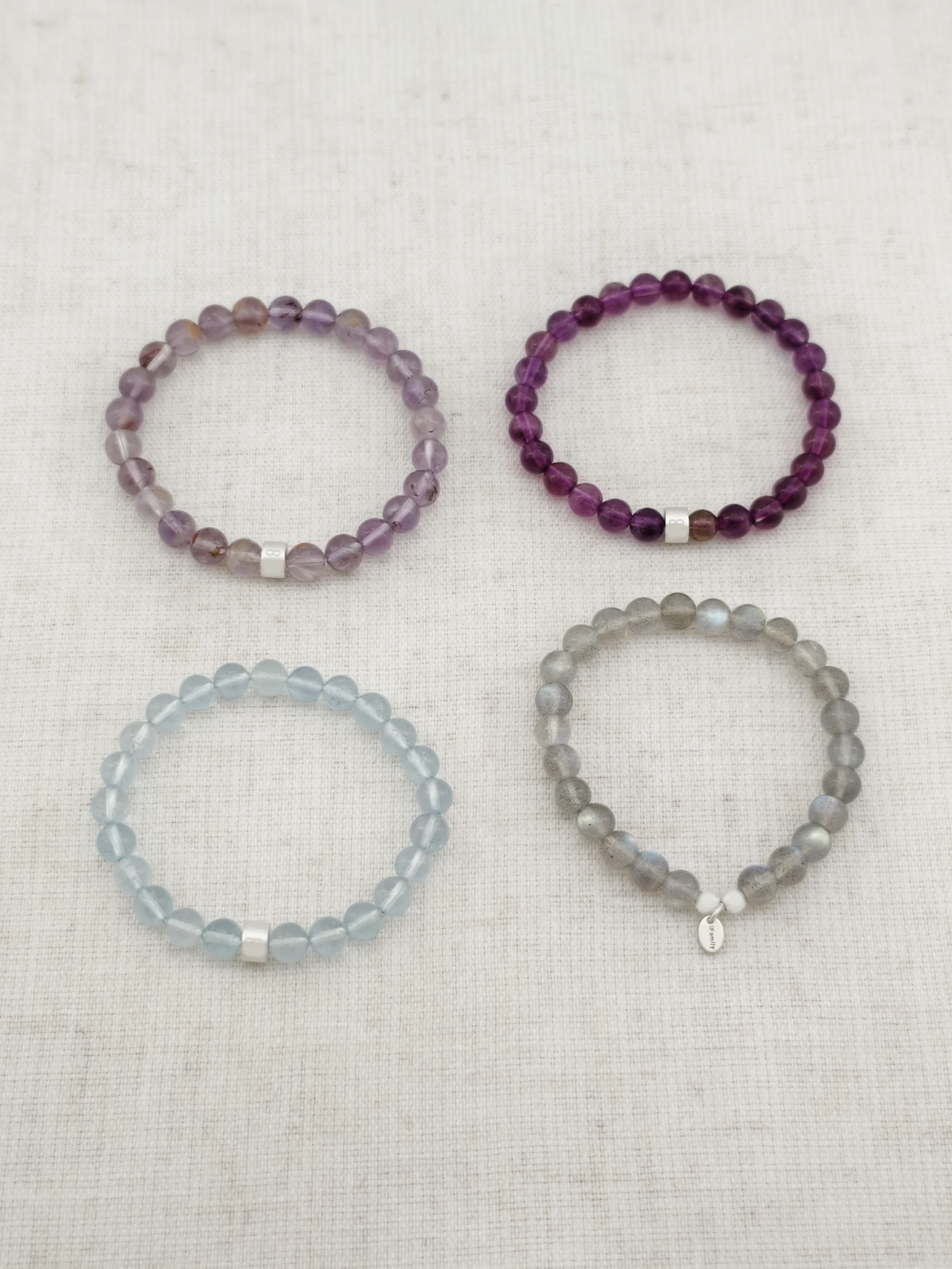Fische Edelstein 925 Silber Armband-Set