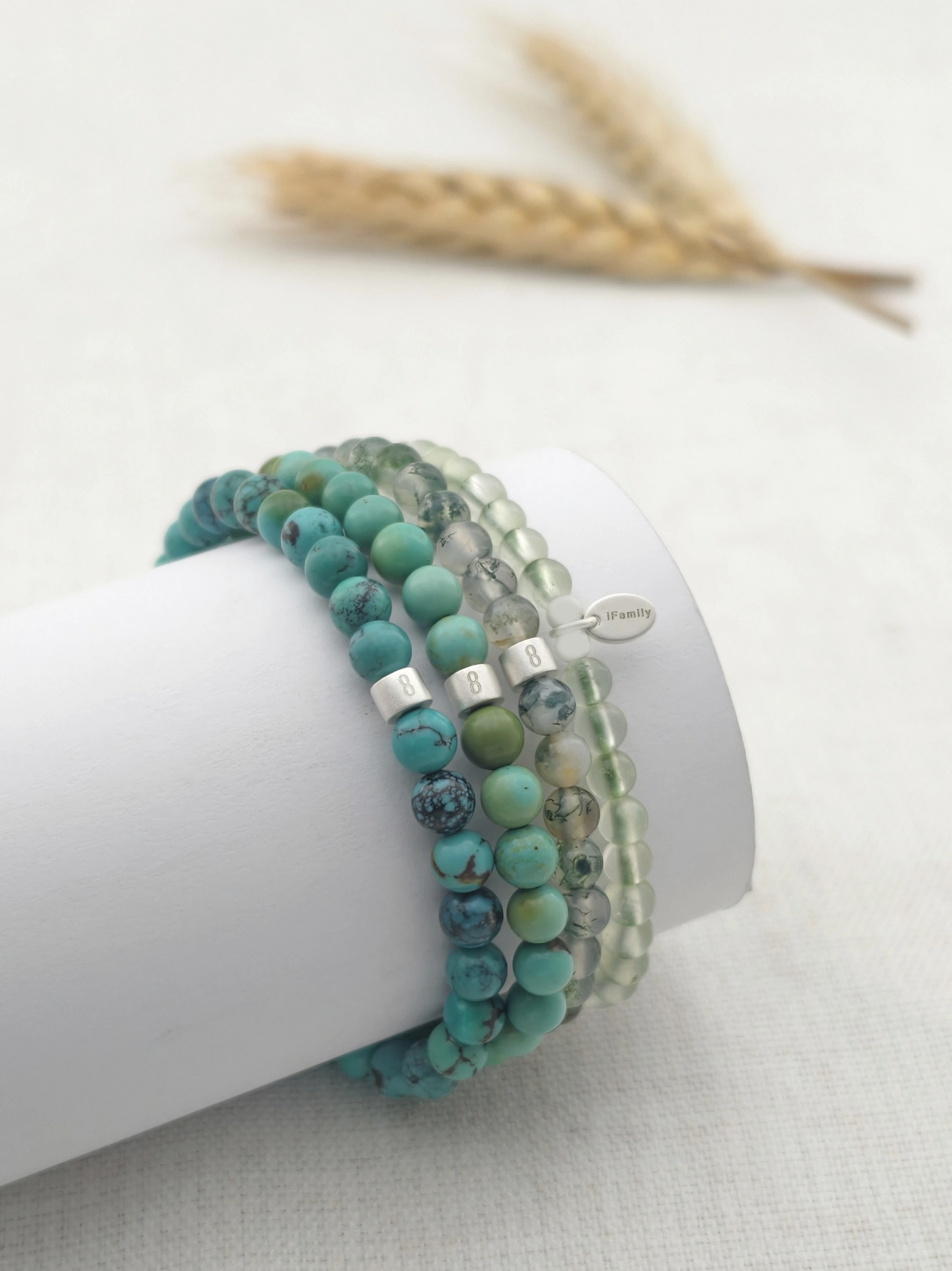 Tropical Refresh Gemstone & 925 Silver Bracelet Stack