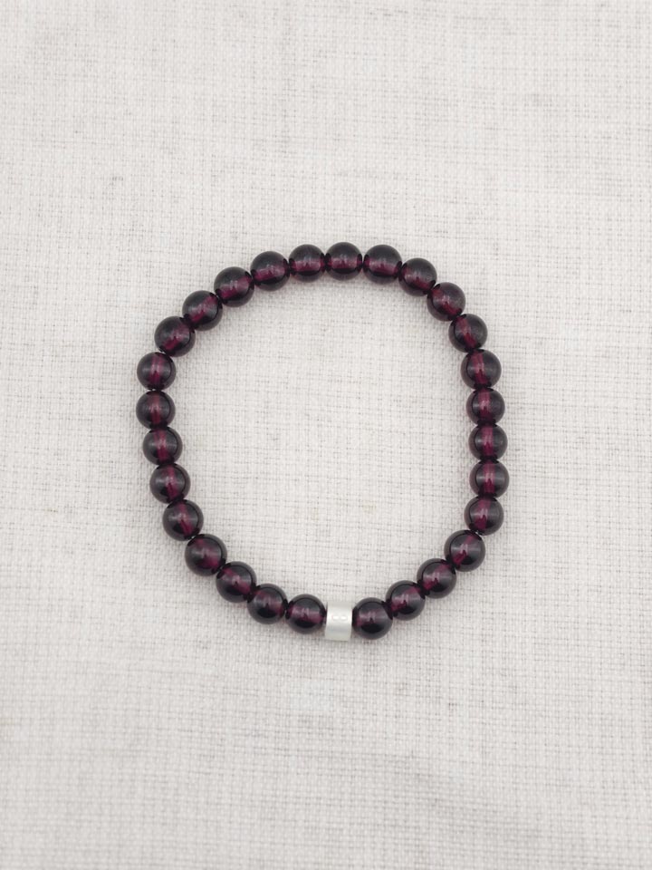 Premium Rhodolite Garnet Energy Bracelet with 925 Silver Tubes