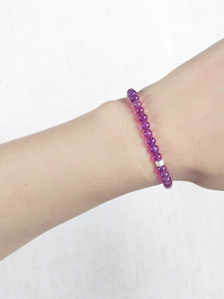 Purple Fluorite Energy Bracelet with 925 Silver Tubes