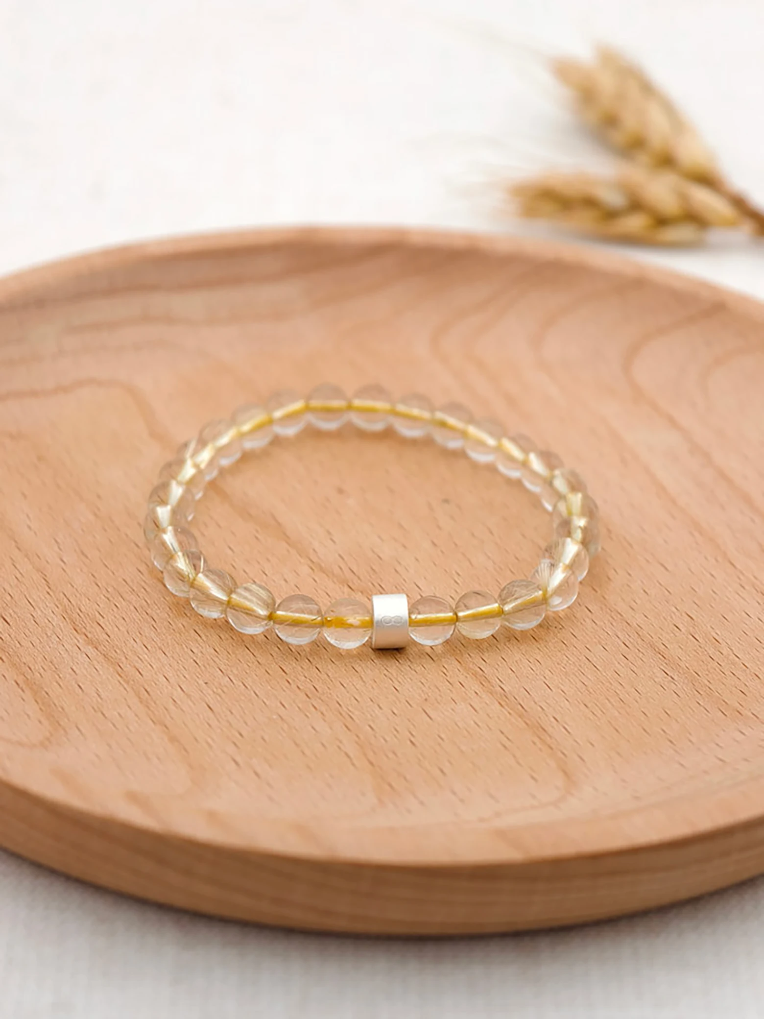 Gold-Rutilquarz-Armband mit 925er Silber Röhrchen