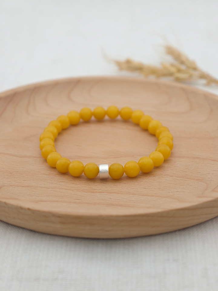 Butterscotch Baltischer Bernstein-Armband mit 925er Silber Röhrchen