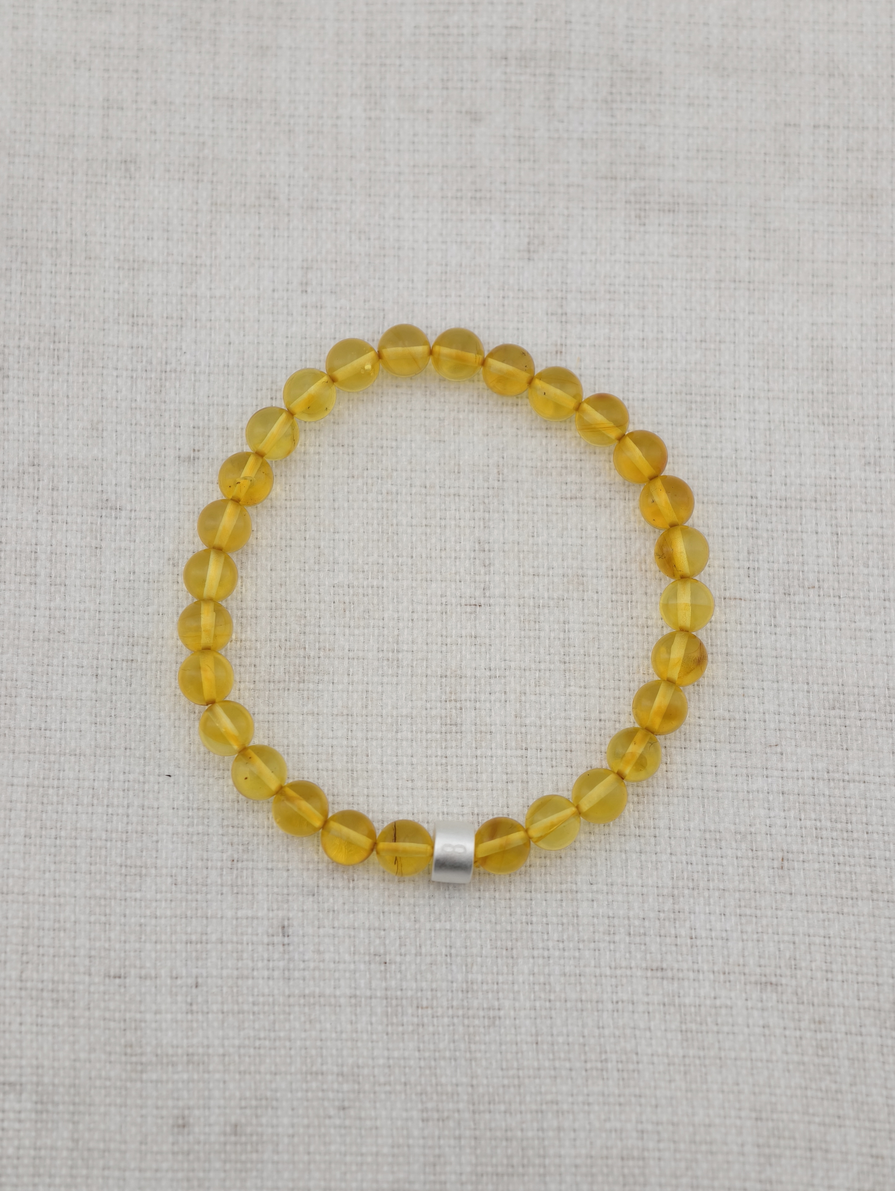 Golden Amber Energy Bracelet with 925 Silver Tubes