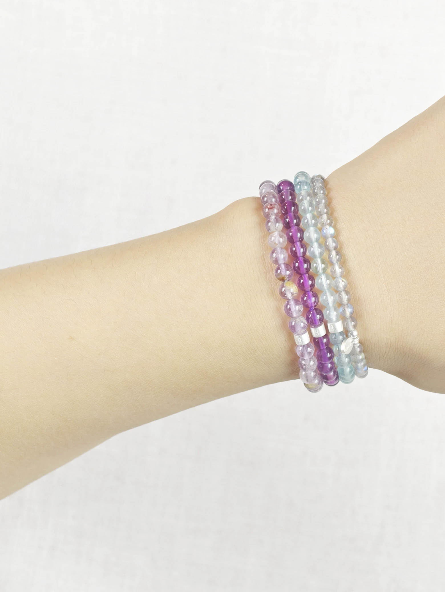 Fische Edelstein 925 Silber Armband-Set