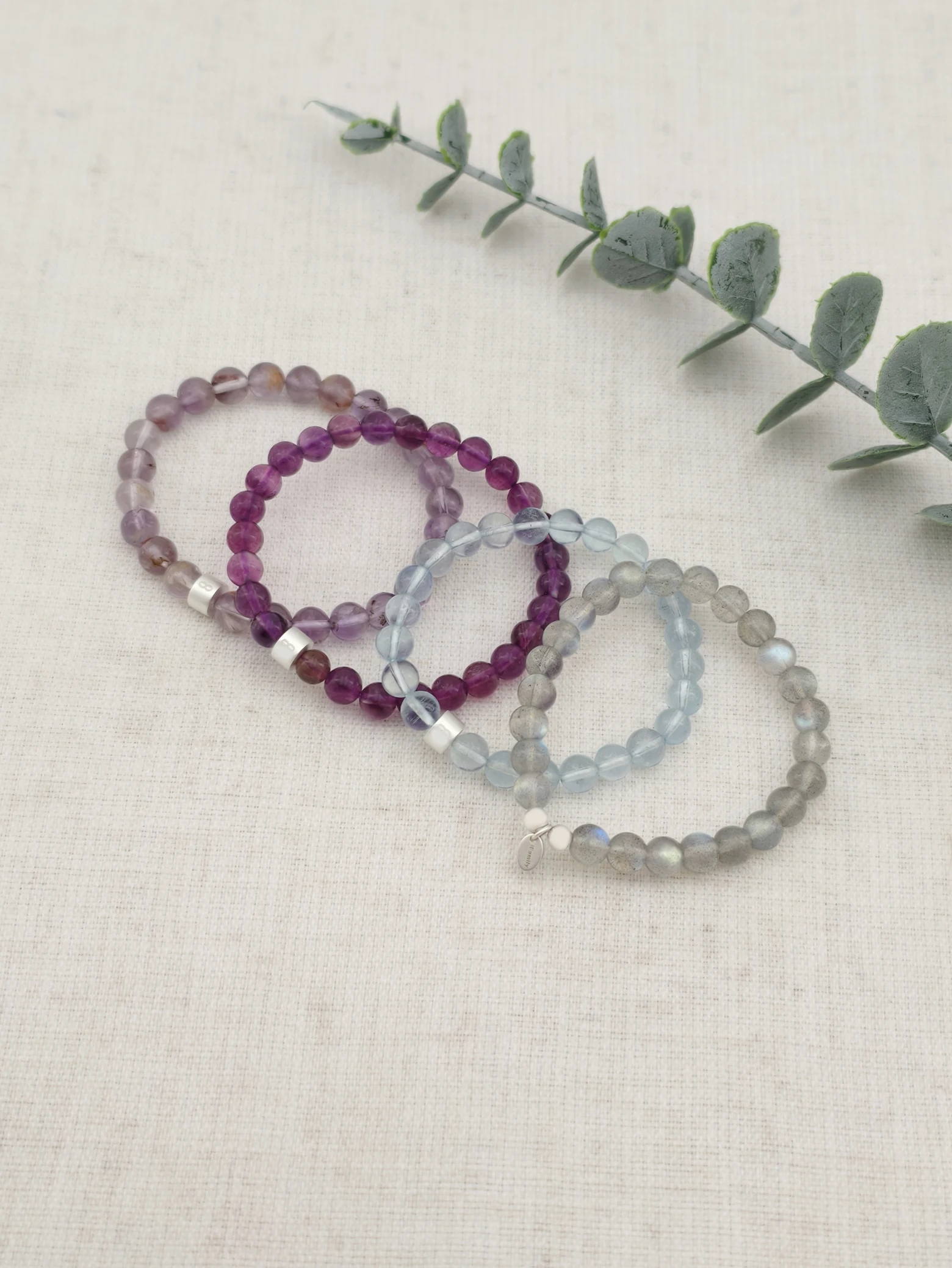 Fische Edelstein 925 Silber Armband-Set