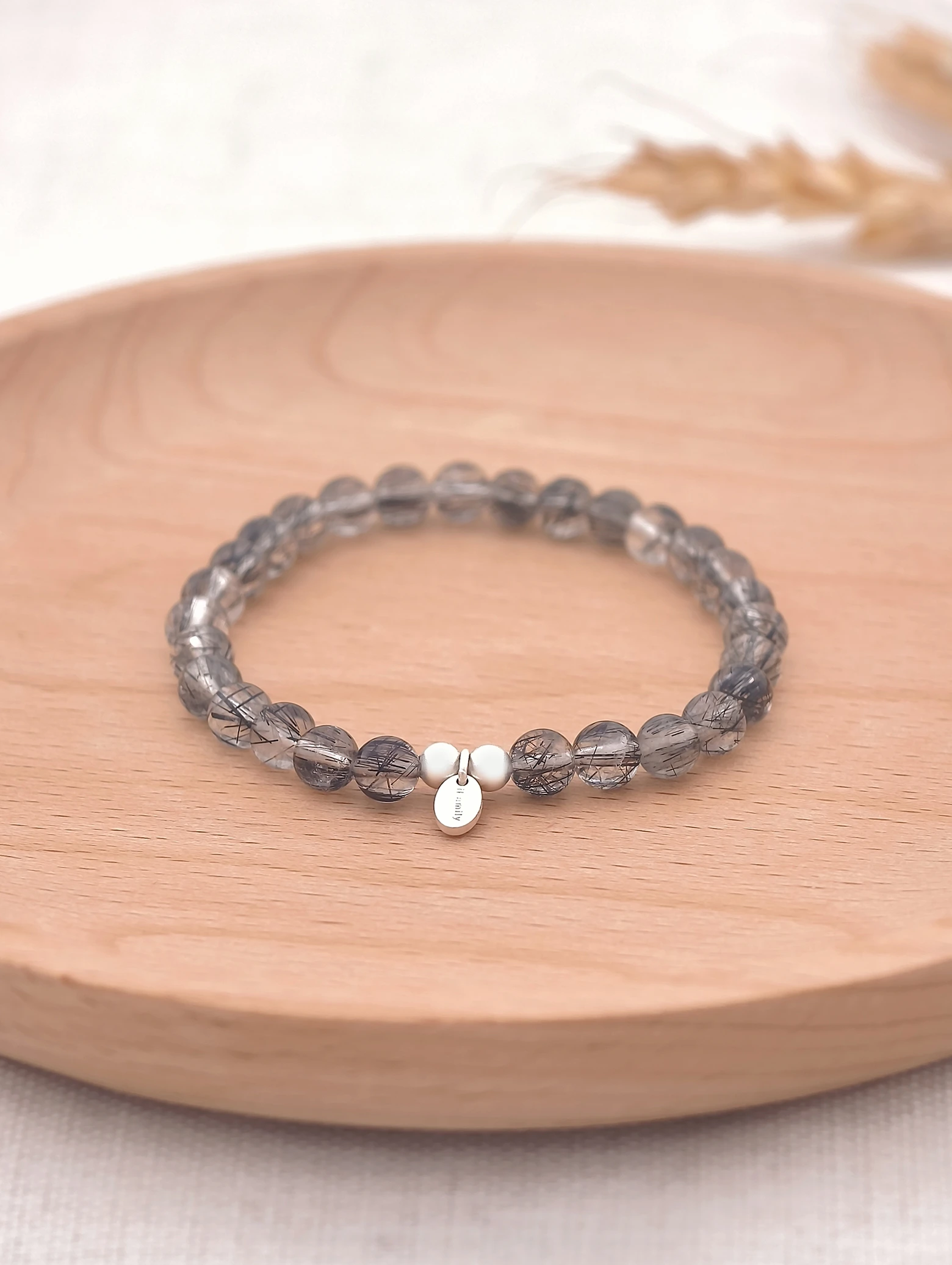 Black Rutilated Quartz 925 Sterling Silver Energy Bracelet
