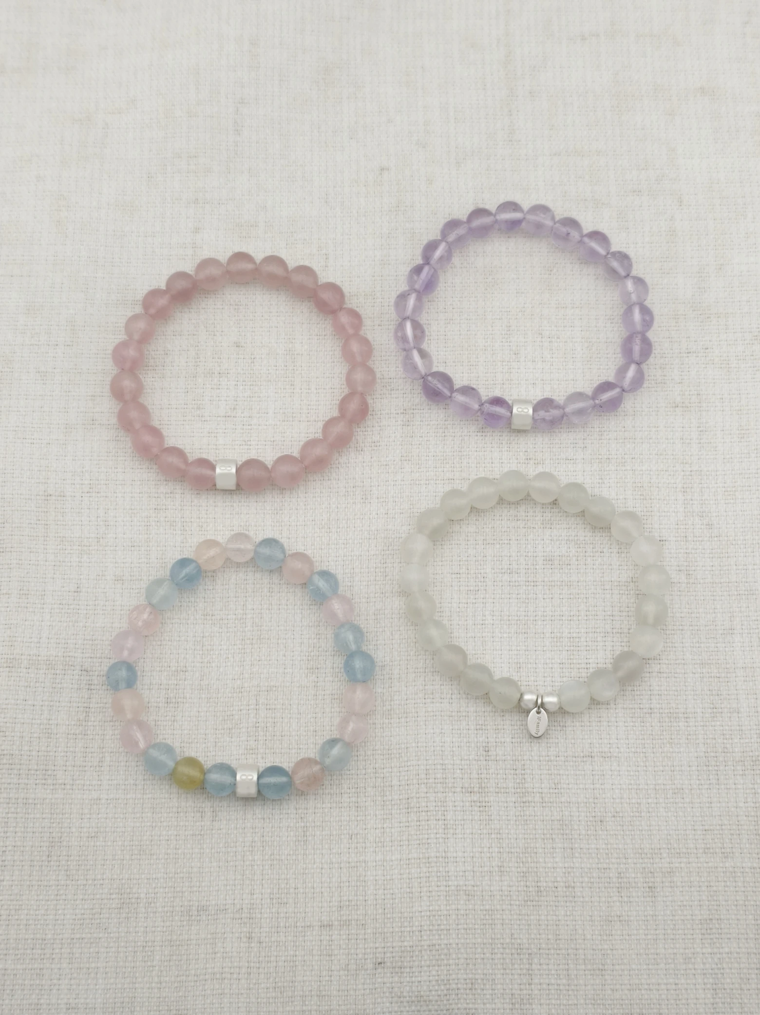 Love & Calm Gemstone & 925 Silver Bracelet Stack