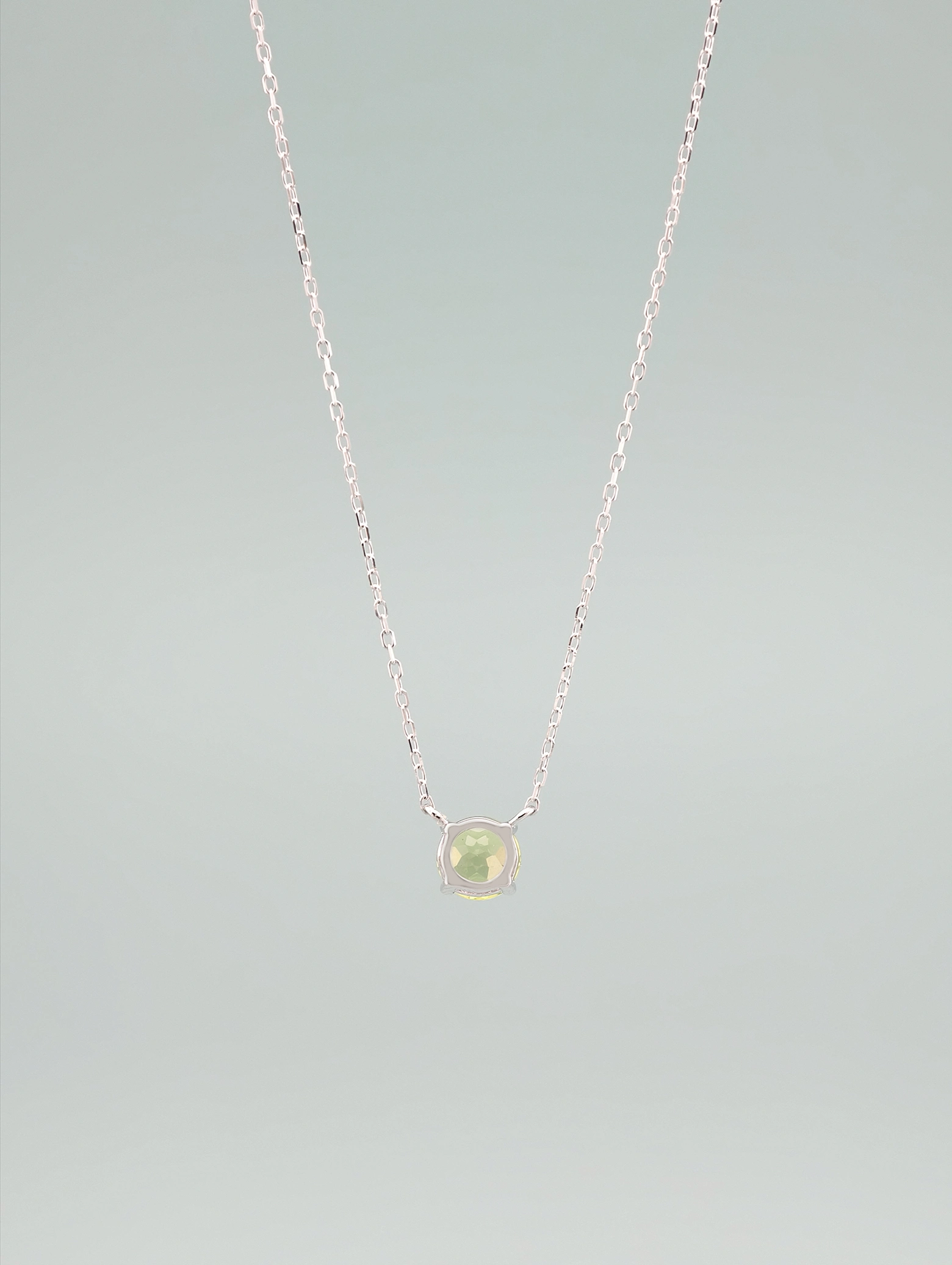 Natural Peridot 4-Prong Solitaire Pendant Necklace S925
