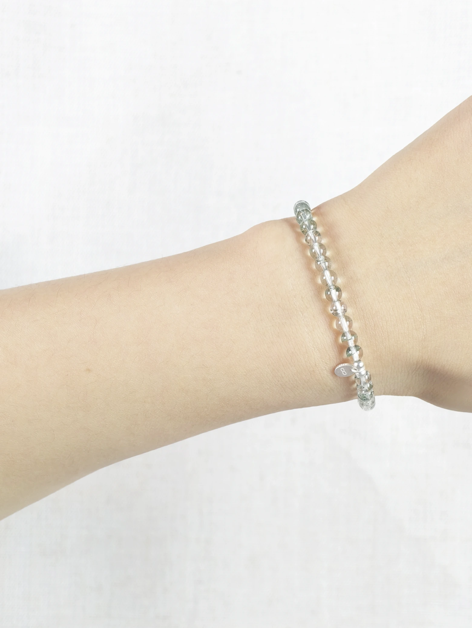 Pulsera de Cuarzo Fantasma Verde y Plata de Ley 925