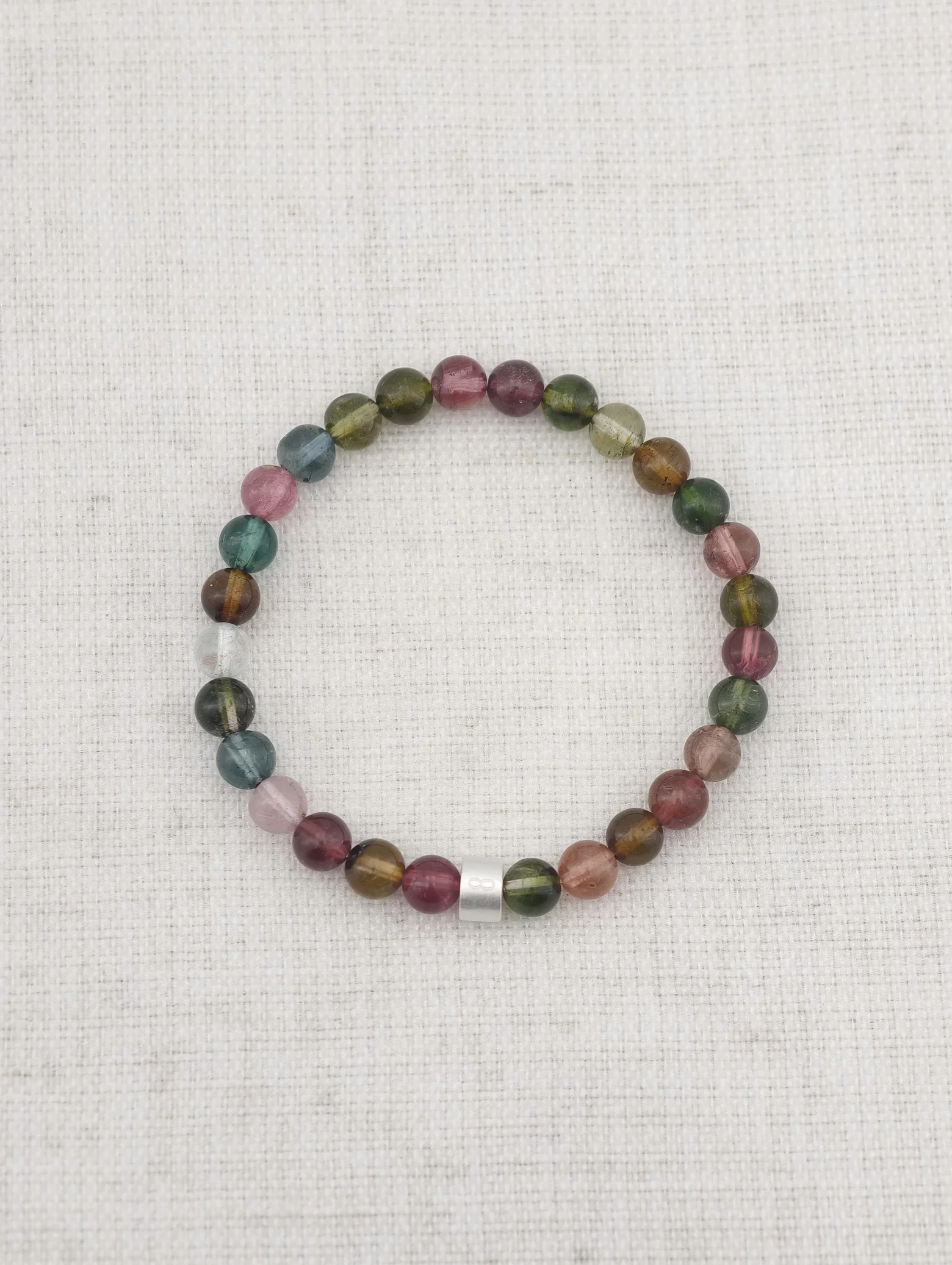 Rainbow Tourmaline Energy Bracelet with 925 Silver Tubes