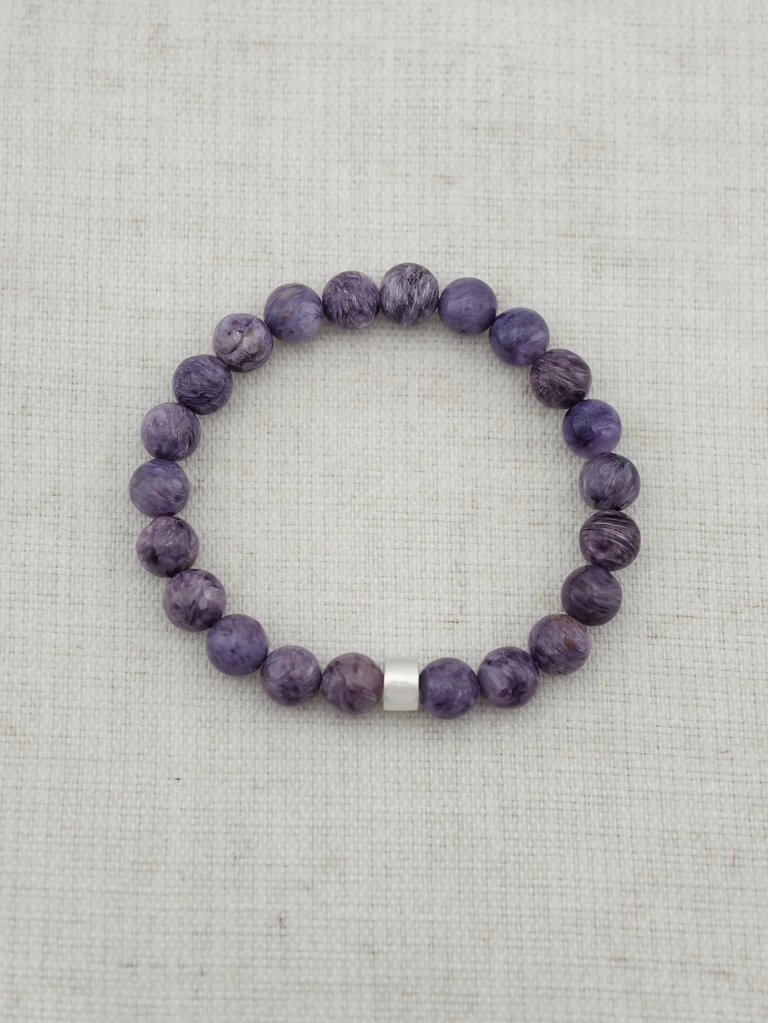 Charoit-Armband mit 925er Silber Röhrchen