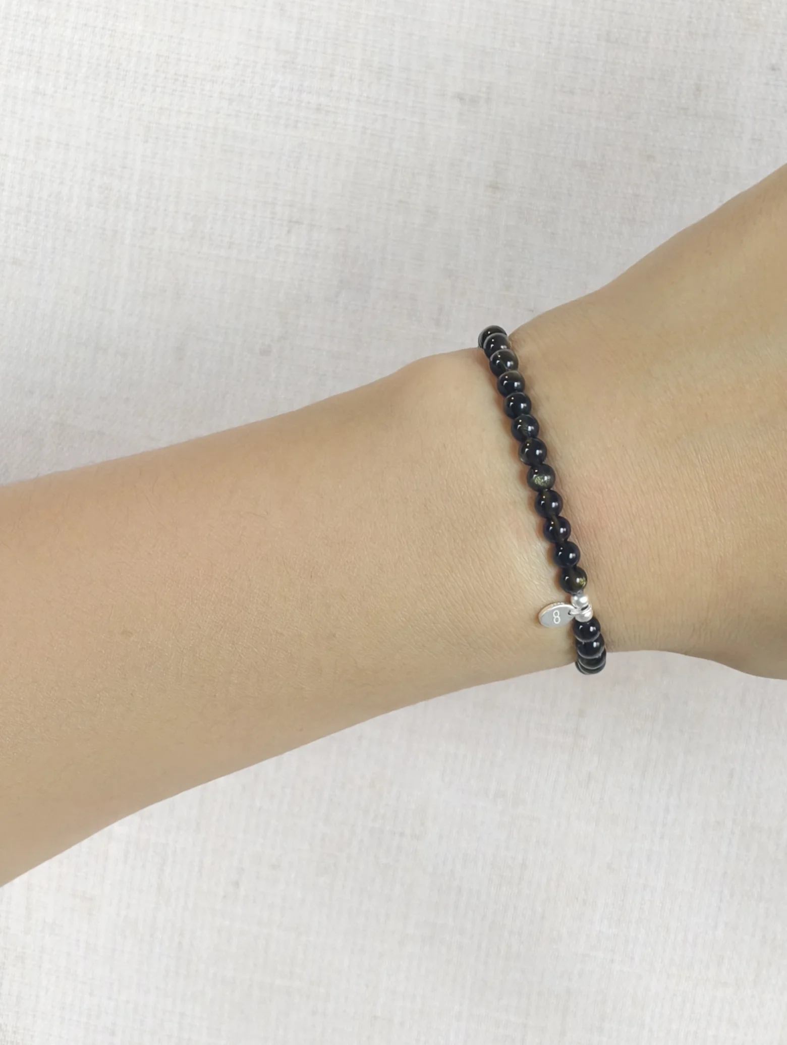 Goldschimmer-Obsidian 925er Sterlingsilber Armband