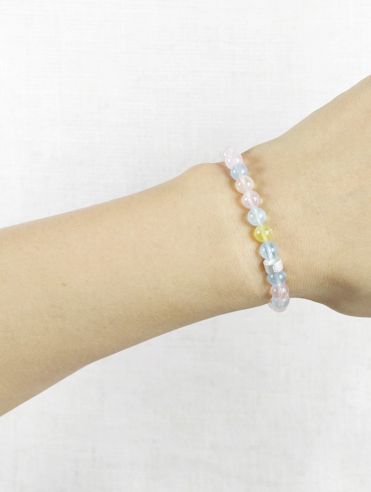 Morganite Energy Bracelet with 925 Silver Tubes