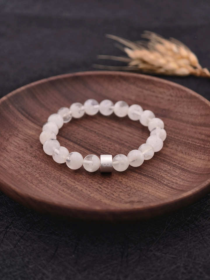 Weiß-Phantomquarz-Armband mit 925er Silber Röhrchen