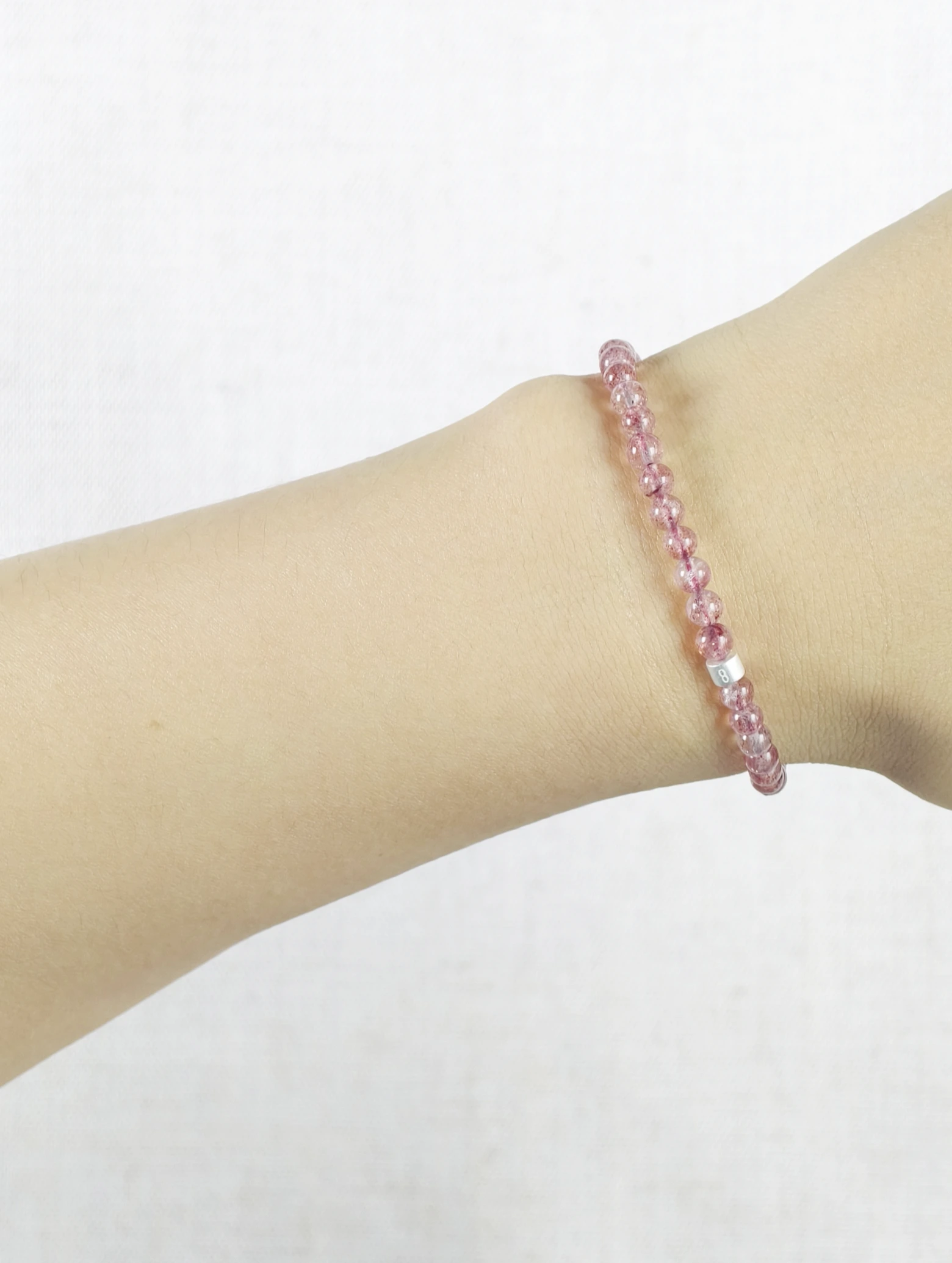 Erdbeerquarz-Armband mit 925er Silber Röhrchen