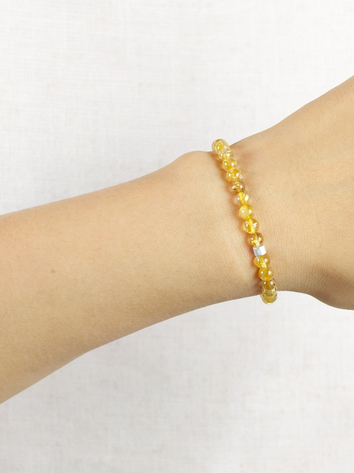Premium Golden Rutilated Quartz Energy Bracelet with 925 Silver Tubes