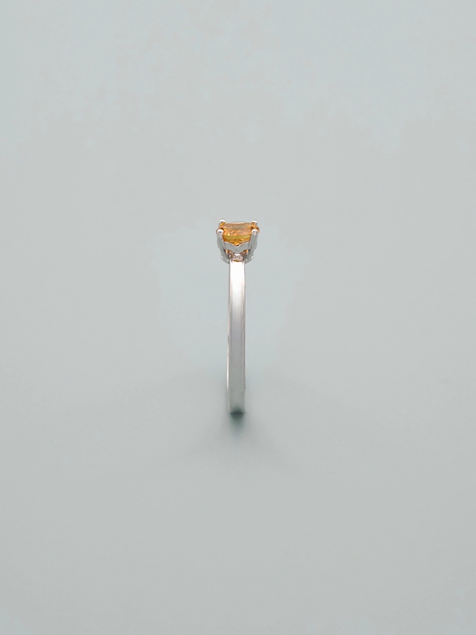 Natürlicher Citrin Runder 5 mm Solitär 4-Krappen Ring S925