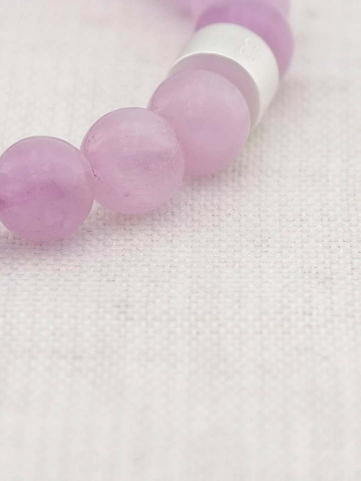 Pulsera de Kunzita con Tubos de Plata 925