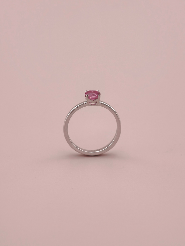 Natürlicher Rosa Topas Runder 5 mm Solitär 4-Krappen Ring S925