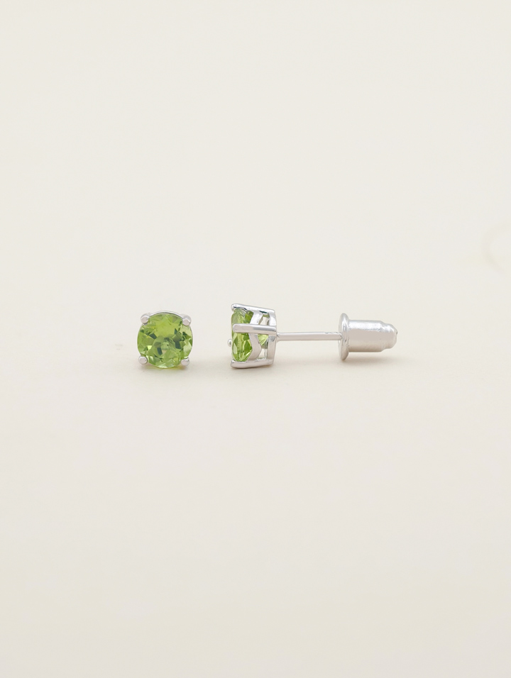 Pendientes Solitario Peridoto Natural 4 Garras Plata 925