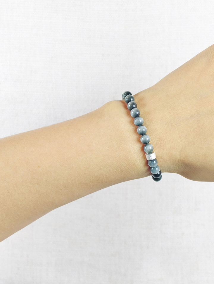 Hawk's Eye Energy Bracelet with 925 Silver Tubes