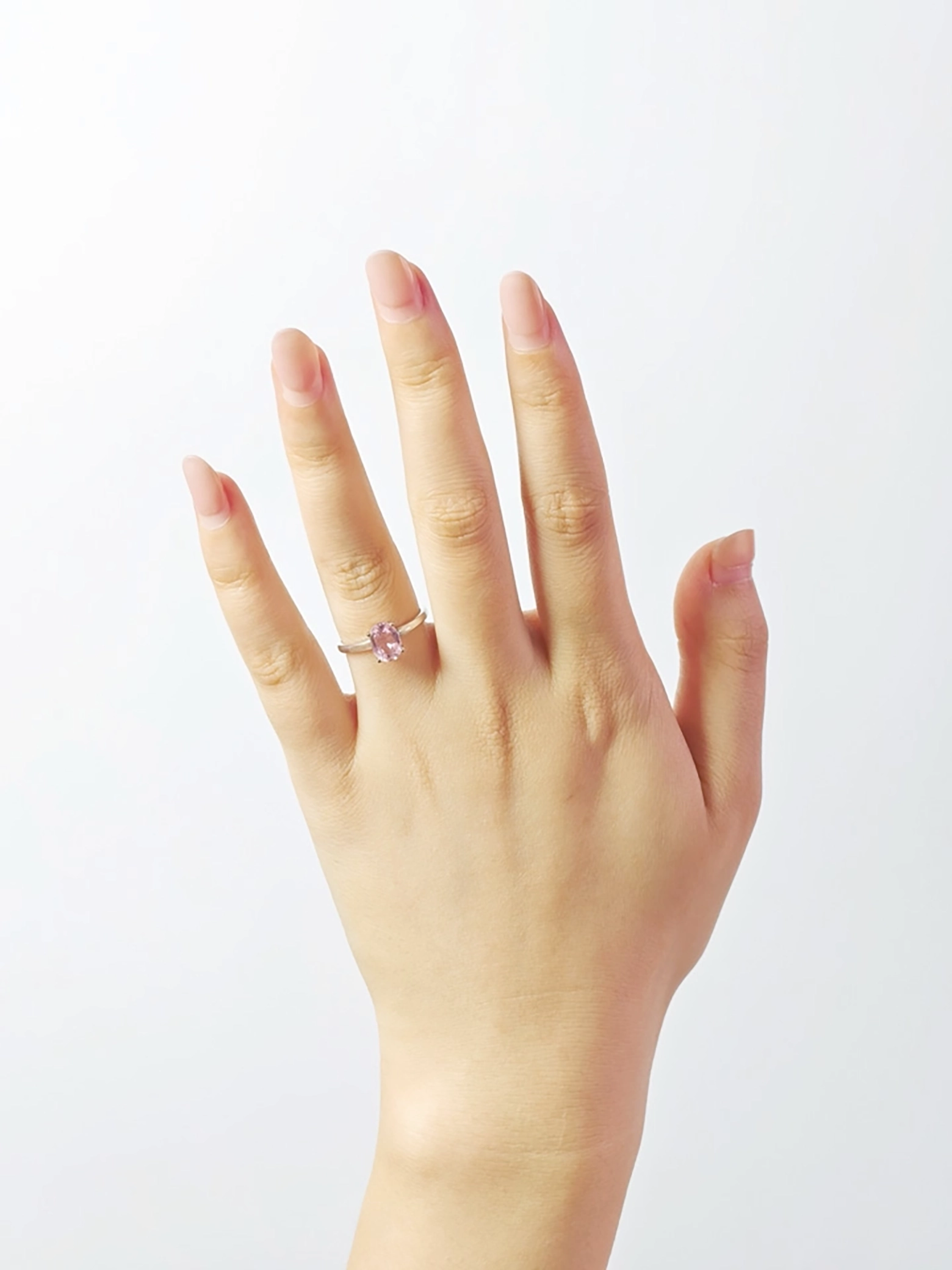 Anillo Solitario Turmalina Rosa Natural Ovalada 6 x 8 mm 4 Garras Plata 925