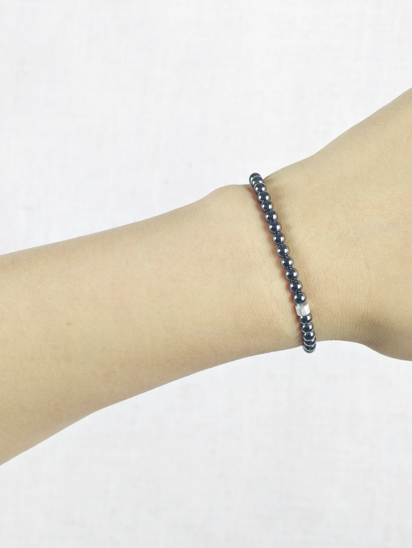 Bracelet Hématite avec Tubes en Argent 925