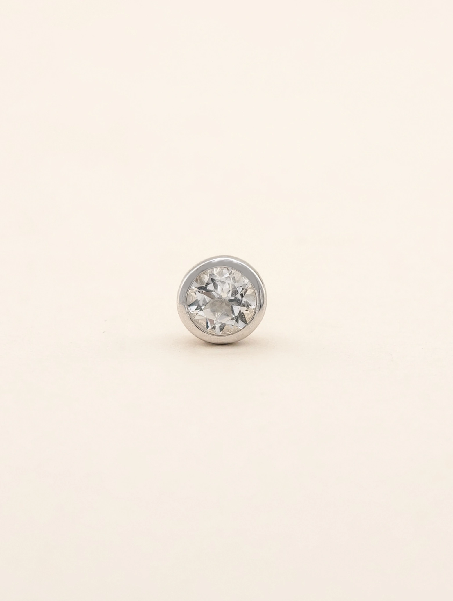 Pendientes Solitario Topacio Blanco Natural Engaste Bisel Plata 925